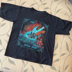 Hard Rock Cafe Black t shirt Guitar with
Ship And Skull For Youth Boys